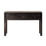 AN EBONISED WOOD CONSOLE TABLE