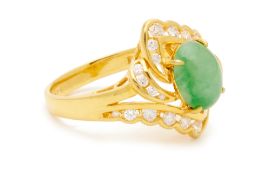 A JADE AND DIAMOND RING