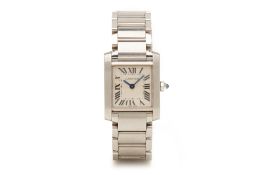 A CARTIER TANK FRANCAISE STAINLESS STEEL BRACELET WATCH