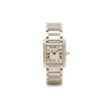 A CARTIER TANK FRANCAISE STAINLESS STEEL BRACELET WATCH