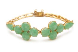 A ANTIQUE MULTI JADE CABOCHON BRACELET