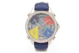 A JACOB & CO MULTI TIME ZONE DIAMOND SET WRISTWATCH