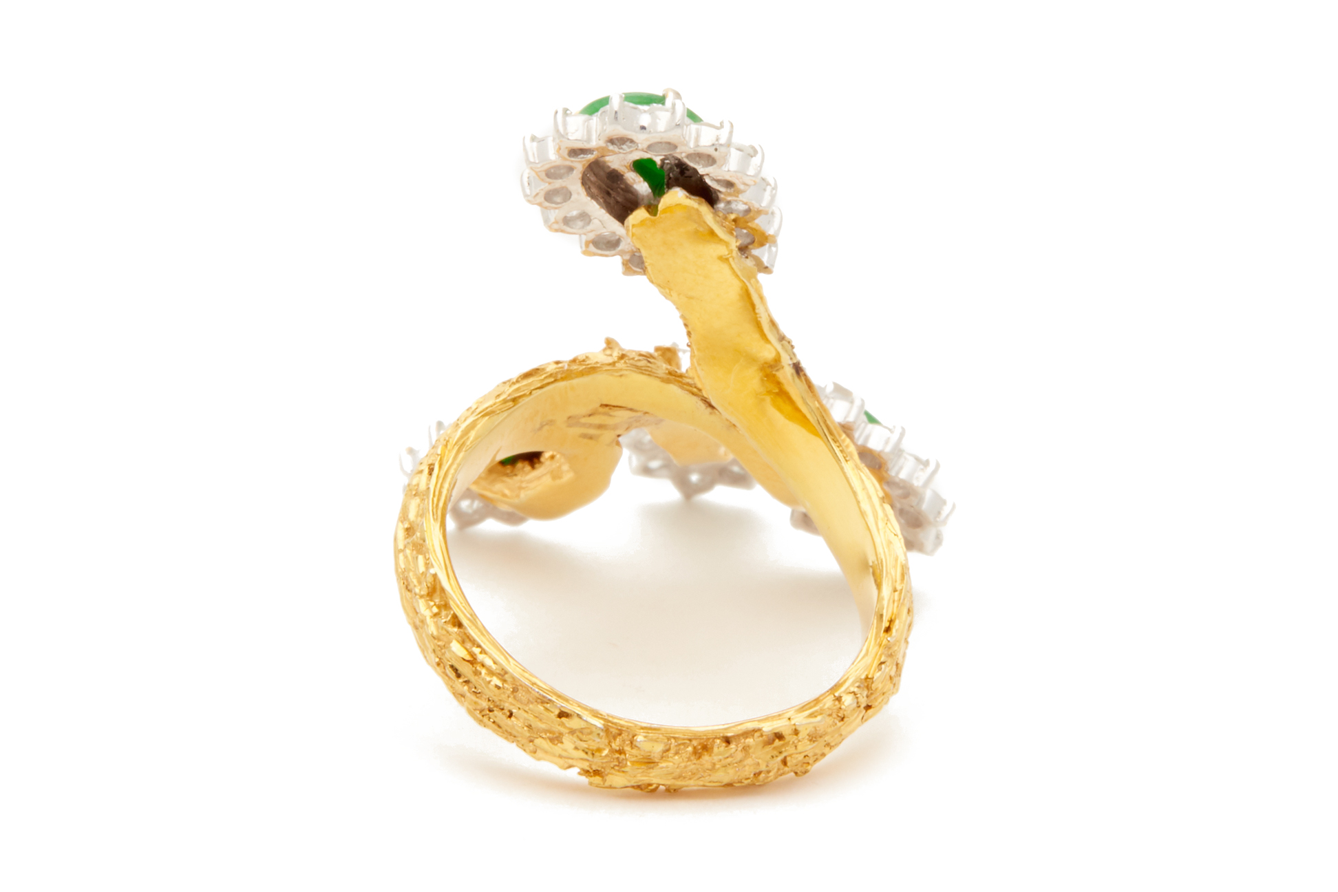 A FOUR PIECE JADE AND DIAMOND RING - Image 3 of 4