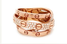 A ROSE GOLD AND DIAMOND STACKED RING