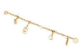 A BVLGARI GOLD CHARM BRACELET