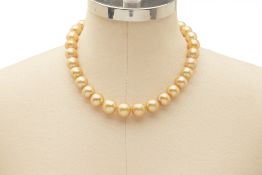 A GOLD SOUTH SEA PEARL NECKLACE