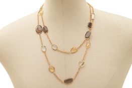 A SILVER GILT AND QUARTZ NECKLACE