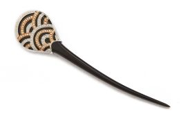 AN ART DECO STYLE MIKIMOTO HAIRPIN