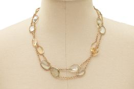 A SILVER GILT AND QUARTZ NECKLACE