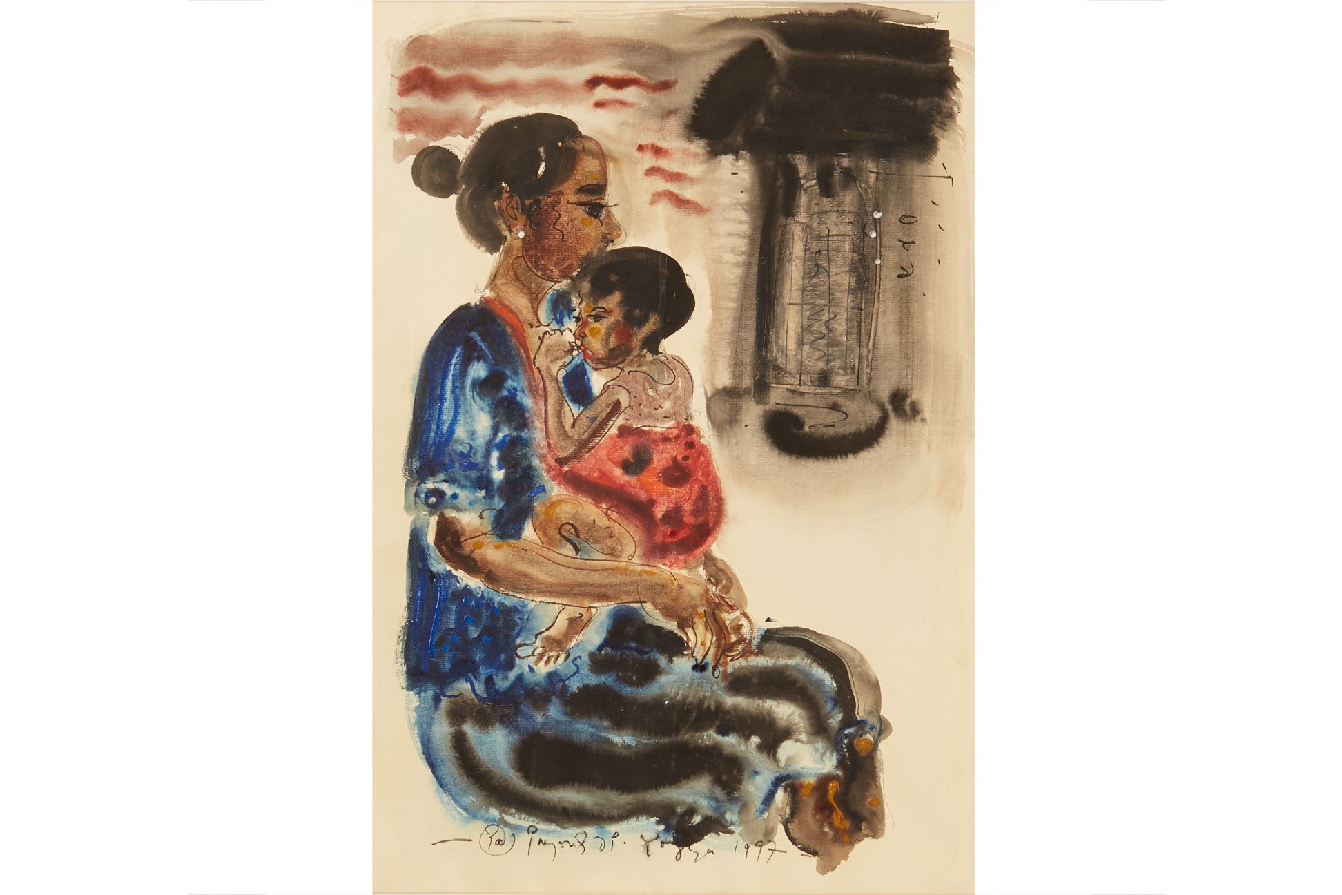 INDONESIAN SCHOOL (20TH CENTURY) - MOTHER AND CHILD - Image 2 of 4