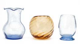 THREE VINTAGE GLASS VASES