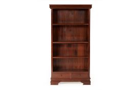 A TEAK OPEN SHELVED CABINET