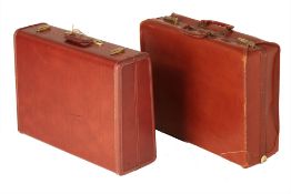 A SAMSONITE RED LEATHER SUITCASE AND ONE OTHER