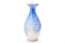 A MURANO BLUE AND WHITE GLASS VASE