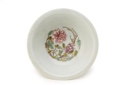 A FAMILLE ROSE PEONY AND BUTTERFLY MEDALLION BOWL