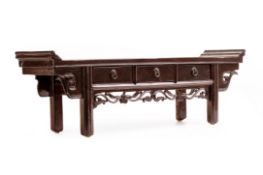 A SMALL ANTIQUE WOOD CHINESE ALTAR TABLE