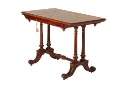 A VICTORIAN FIGURED WALNUT CENTRE TABLE