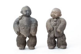 YU QINGCHENG (CHINESE B.1944 TWO POTTERY FIGURES