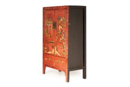 A CHINESE RED LACQUERED CABINET