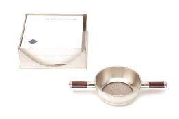 A ROYAL SELANGOR PEWTER NOTE PAD HOLDER & A STRAINER