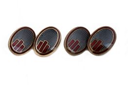 A PAIR OF SILVER AND ENAMEL CUFFLINKS