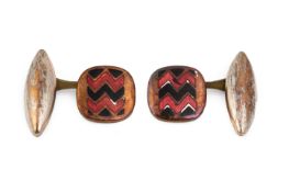 A PAIR OF ART DECO ENAMEL CUFFLINKS