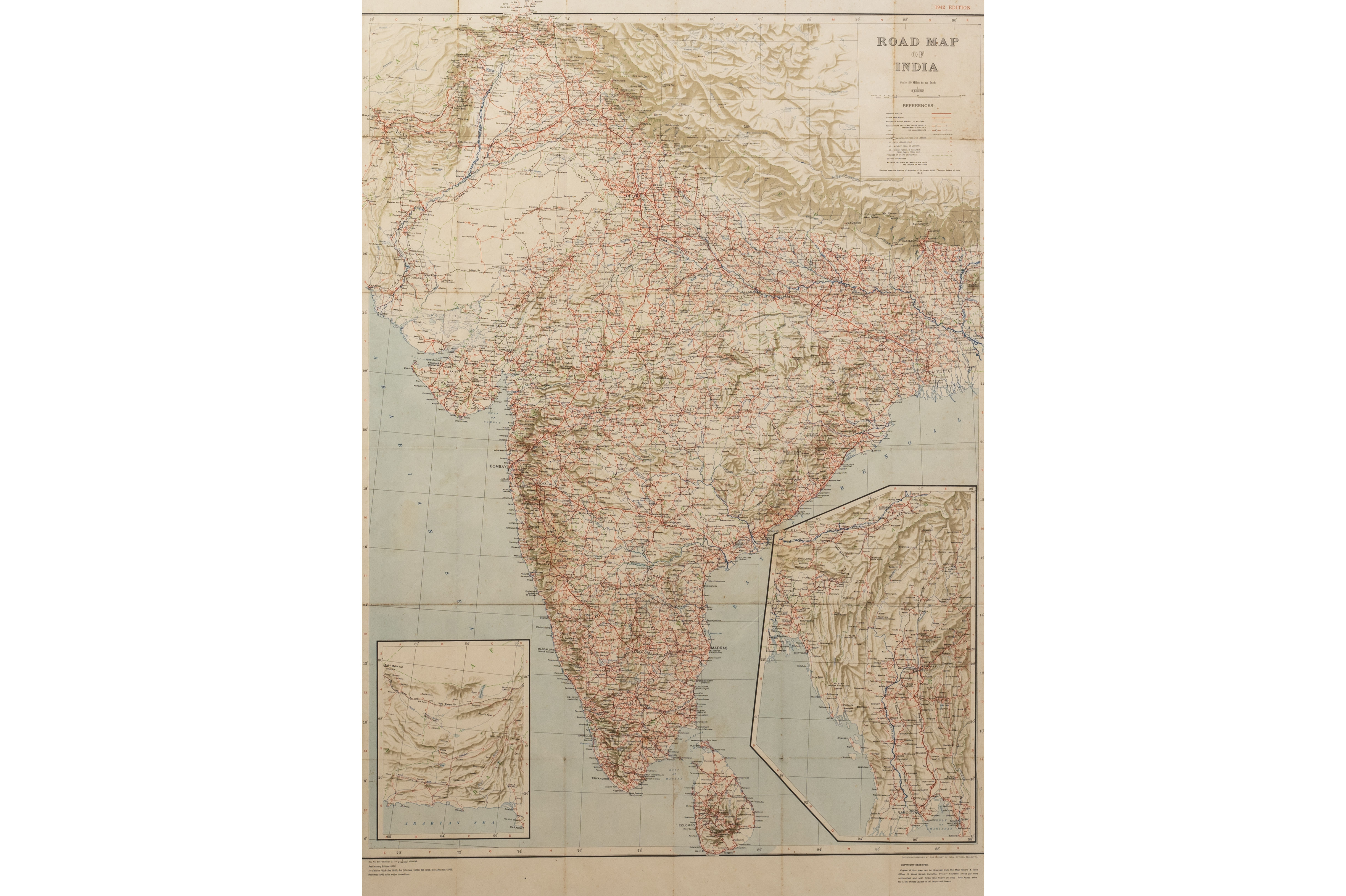 ROAD MAP OF INDIA, (1942) - Image 2 of 7