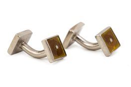 A PAIR OF WHITE METAL AND ENAMEL CUFFLINKS