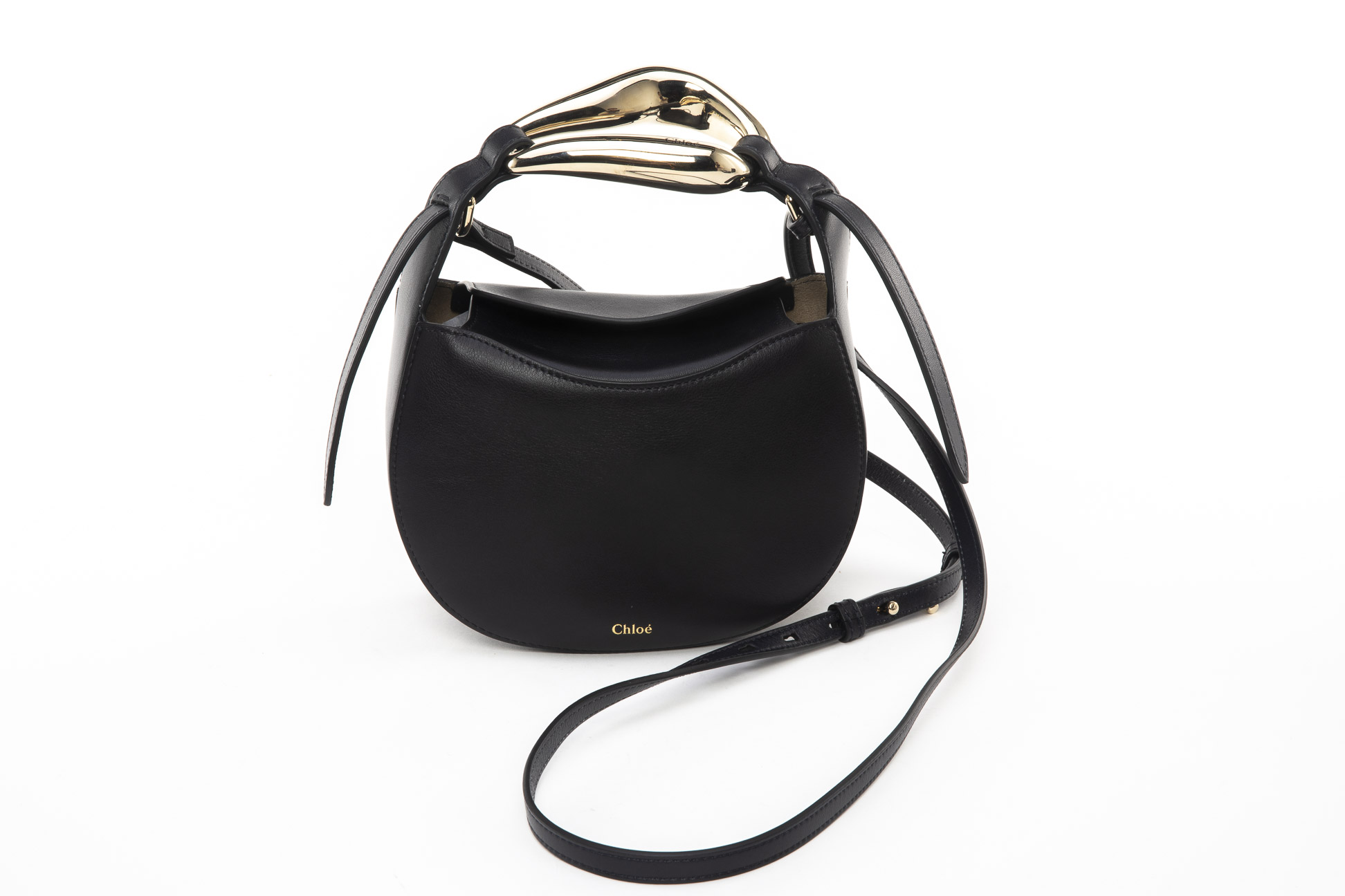 A CHLOE 'KISS' BLACK LEATHER BAG - Image 5 of 6