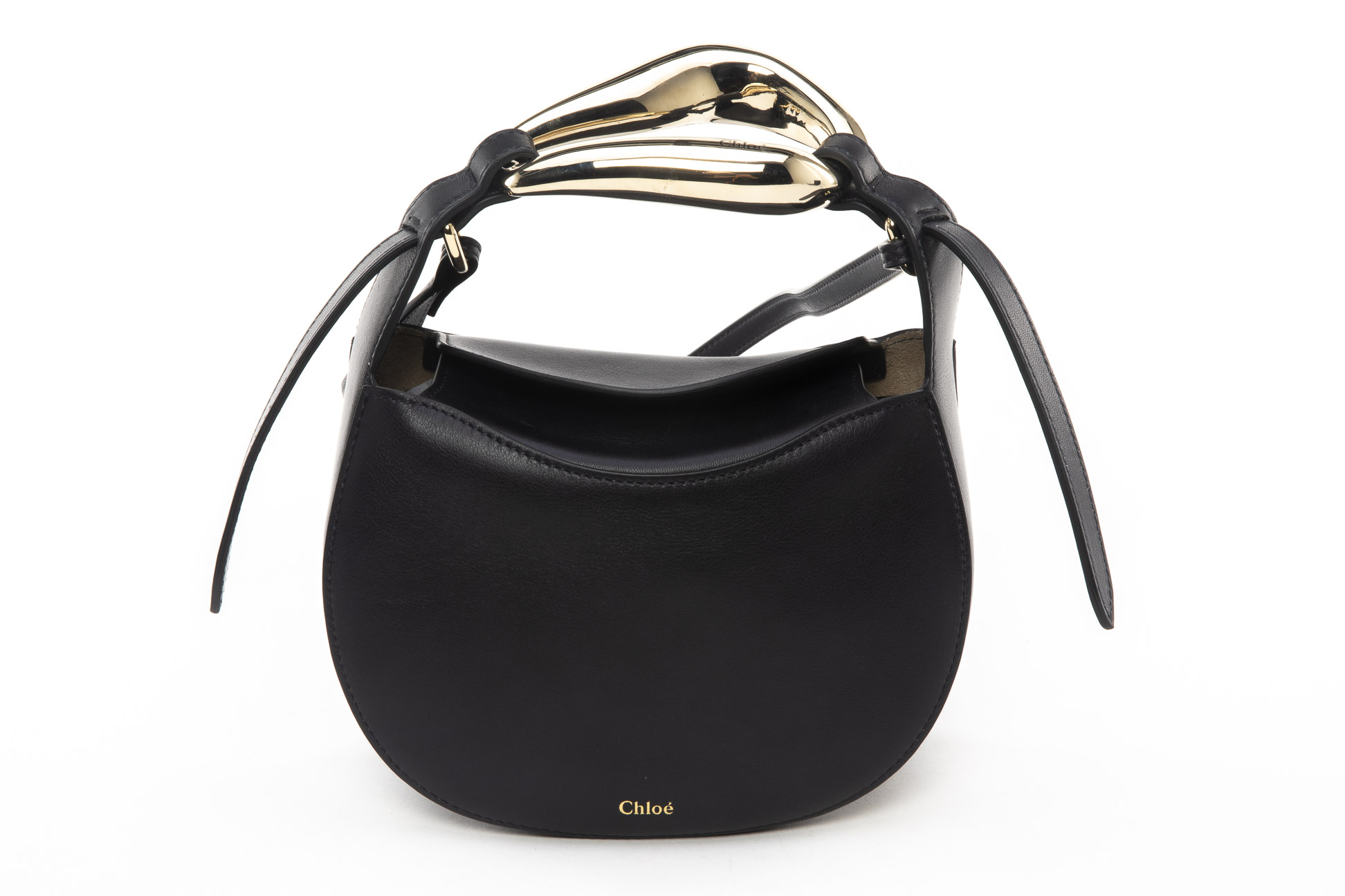 A CHLOE 'KISS' BLACK LEATHER BAG