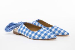 A PAIR OF DODO BAR OR 'RONALDO' BLUE FLATS EU 38