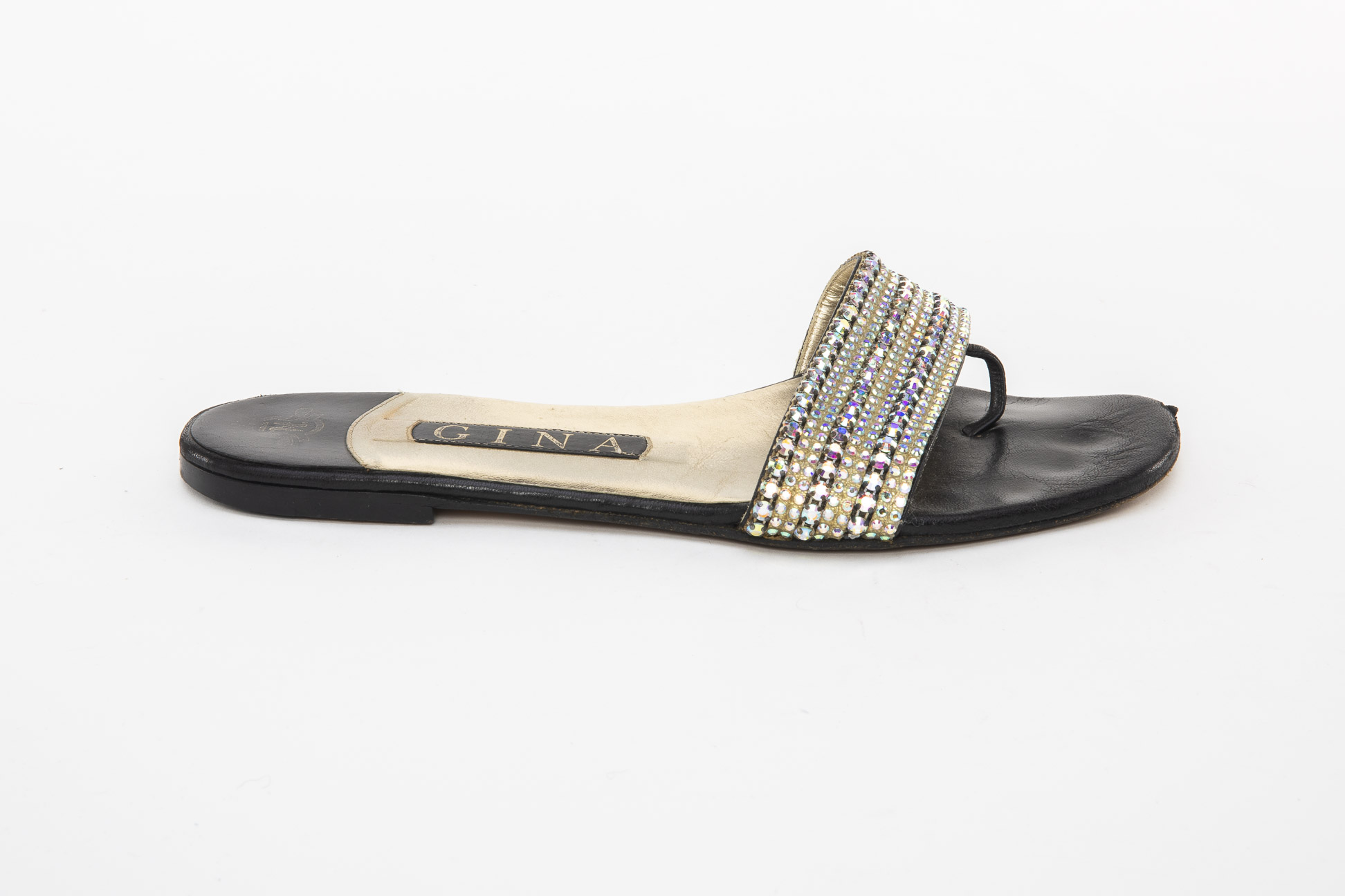 A PAIR OF GINA CRYSTAL DIAMANTE EMBELLISHED SANDALS US 5.5 - Image 2 of 4