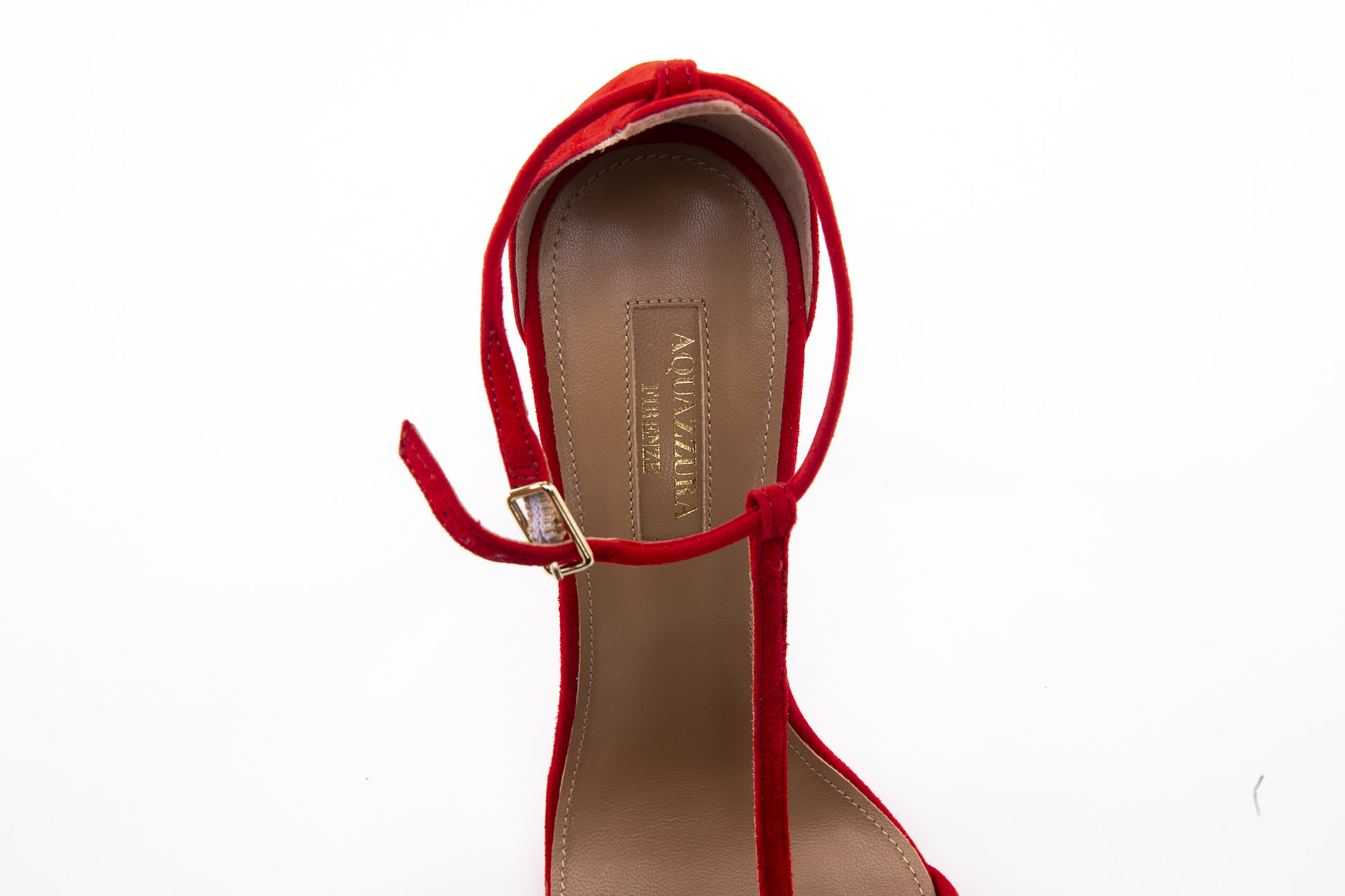 A PAIR OF AQUAZZURA 'RITZ' RED SUEDE HEELS EU 38.5 - Image 3 of 4