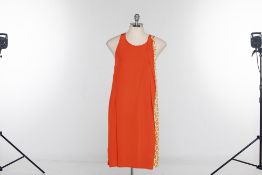 A PHILLIP LIM ORANGE & LEOPARD PRINT SILK DRESS