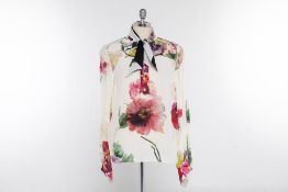 A LANVIN FLORAL SILK BLOUSE