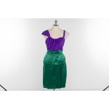 A GUCCI PURPLE & GREEN SILK DRESS