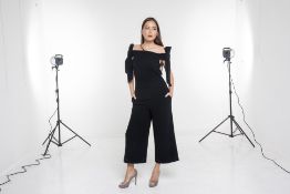 A TIBI 'CADY' BLACK JUMPSUIT