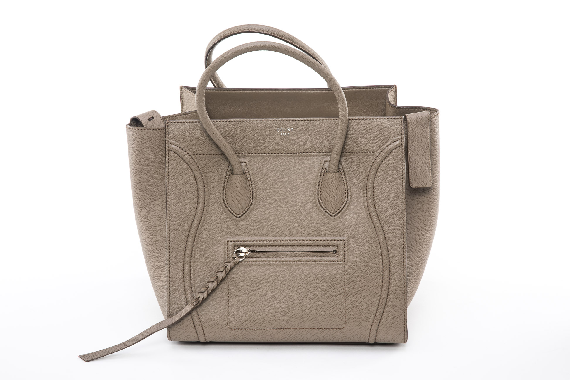 A CELINE 'PHANTOM LUGGAGE' TAUPE LEATHER TOTE