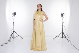 AN EMILIA WICKSTEAD 'JULIE' GOLD CLOQUÉ GOWN