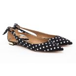 A PAIR OF AQUAZZURA 'DENEUVE' POLKADOT FLATS EU 38.5