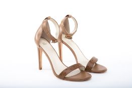 A PAIR OF IRIS & INK TAN 'RIVINGTON' TAN STRAPPY HEELS EU 38