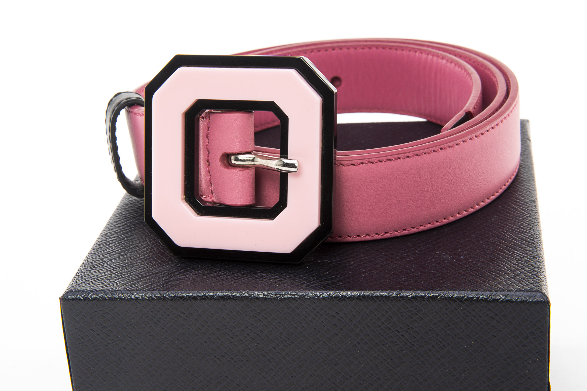 A PRADA DUSTY PINK BELT - Image 2 of 3