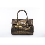 A MULBERRY 'BAYSWATER' METALLIC OLIVE TOTE BAG