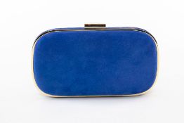 AN ANYA HINDMARCH 'MARANO' BLUE SUEDE CLUTCH