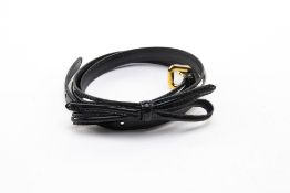 A PRADA BLACK LEATHER BOW BELT