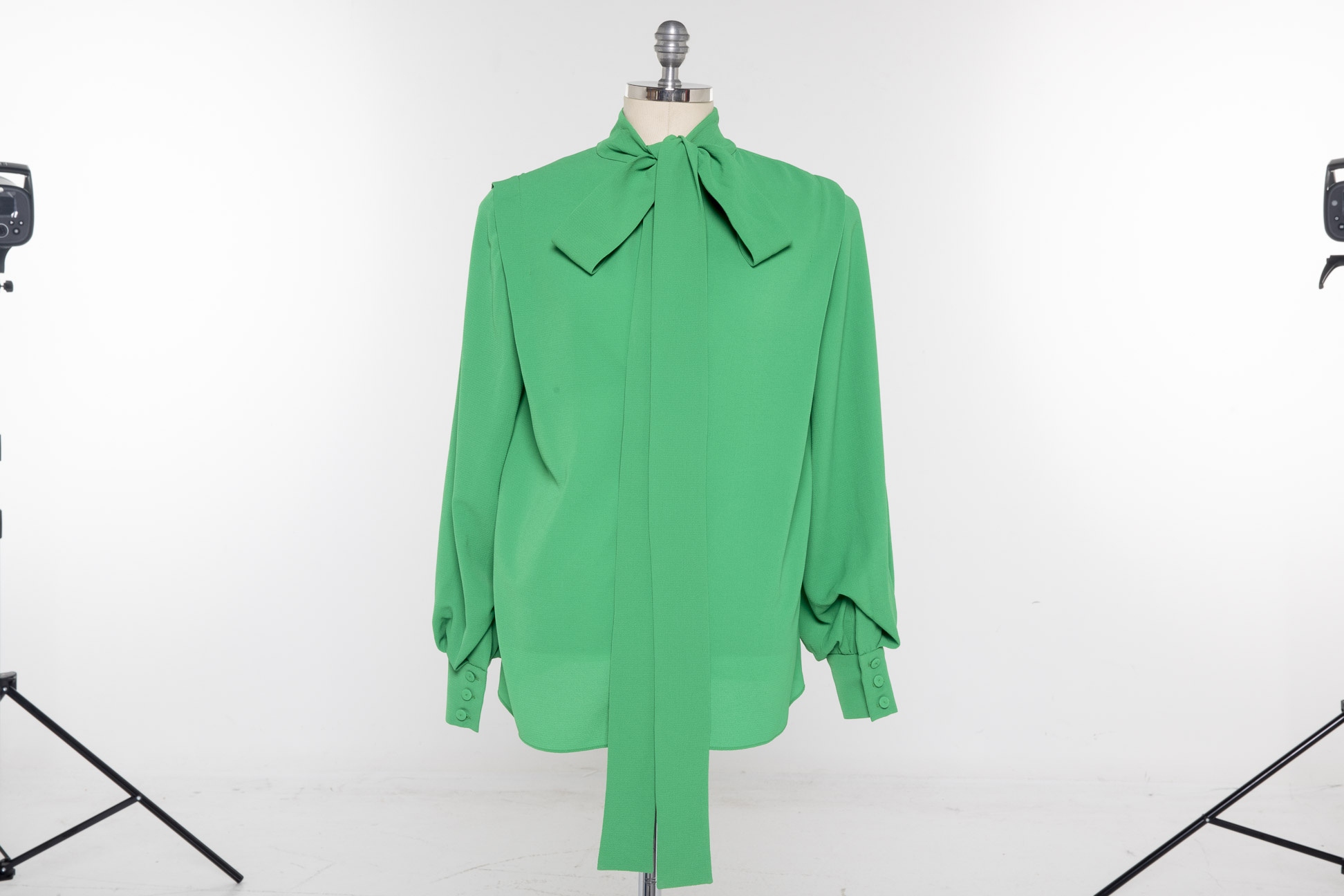 AN EMILIA WICKSTEAD 'BRUNHILDA' GREEN CREPE BLOUSE