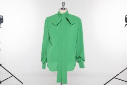 AN EMILIA WICKSTEAD 'BRUNHILDA' GREEN CREPE BLOUSE