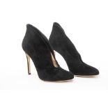 A PAIR OF GIANVITO ROSSI 'VAMP 85' BLACK SUEDE BOOTS EU 38.5