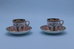 A PAIR OF ASHWORTH IRONSTONE COFFEE CUPS AND SAUCERS