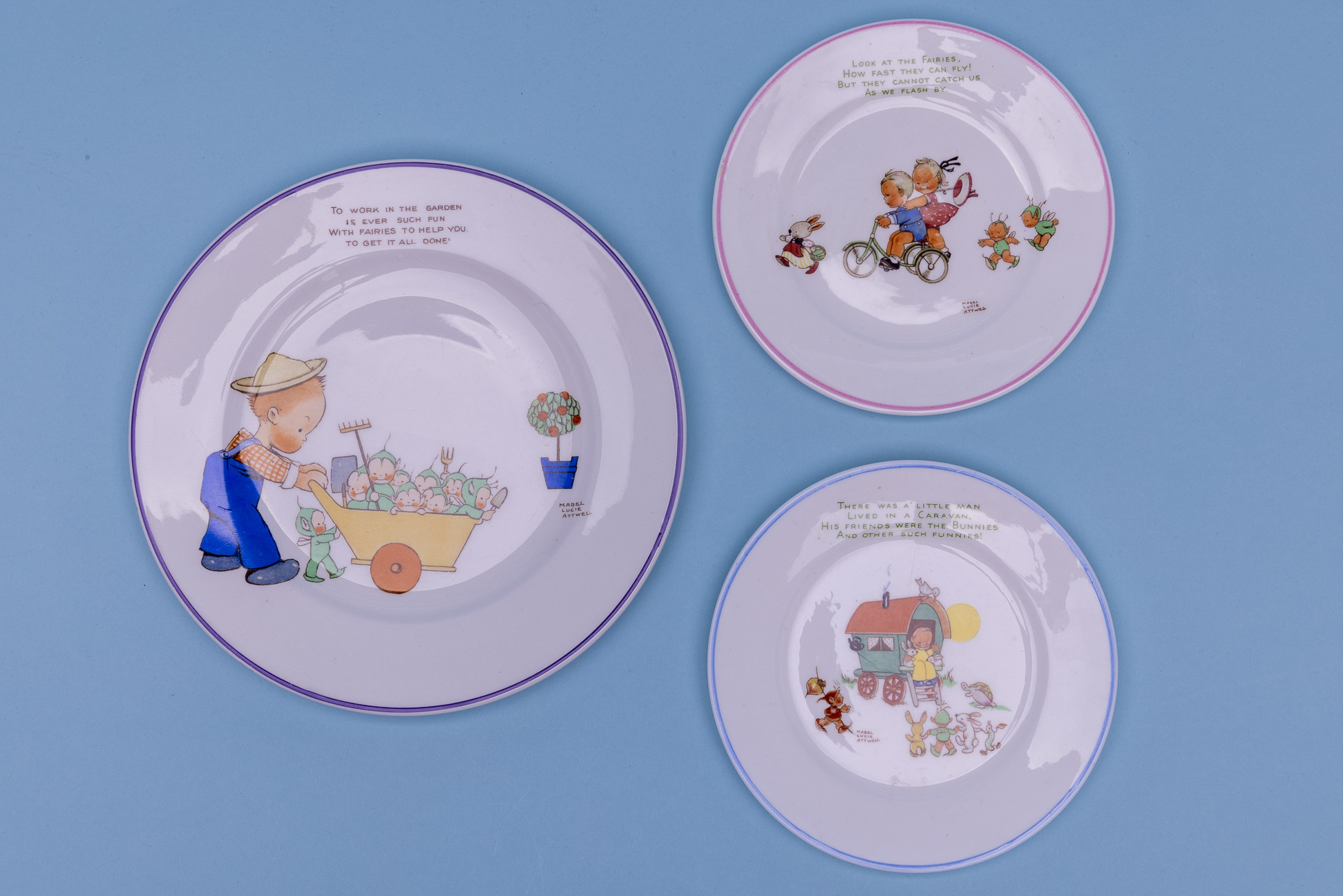 A SHELLEY THREE PIECE TEA SERVICE BY MABEL LUCIE ATWELL - Image 2 of 3